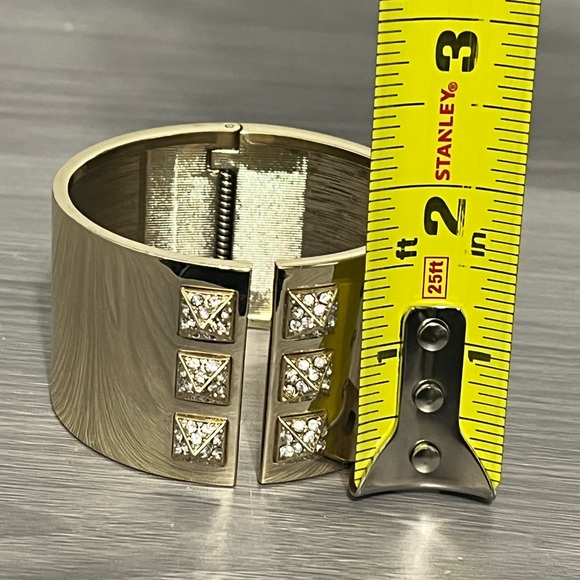 Victoria Secret Gold Cuff Bracelet with CZ Diamond Pyramids - Picture 8 of 8